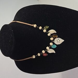 Boho Beaded Leaf Necklace